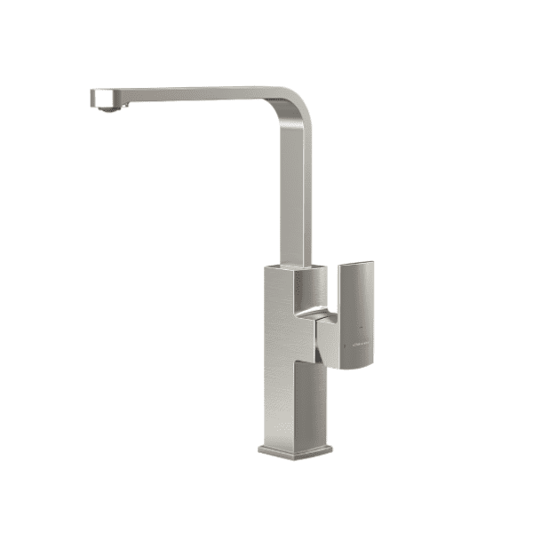 Torneira monocomando de cozinha 310mm 5l/min Alpina Quadrada Níquel Escovado Aberta a Frio
