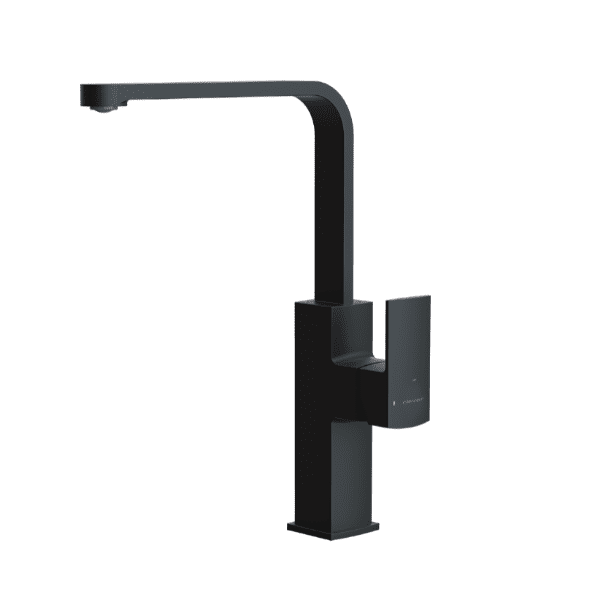 Torneira monocomando de cozinha 310mm 5l/min Alpina Quadrada Preto Mate Frio Aberto