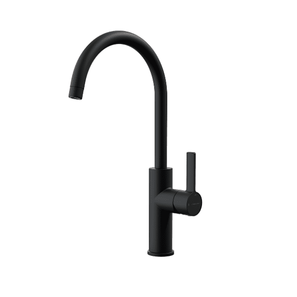 Torneira monocomando de cozinha 330mm 5l/min Alpina Redonda Mate Preto Aberto Frio