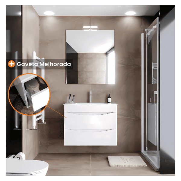 ATLAS Móvel suspenso 2 gavetas Branco
