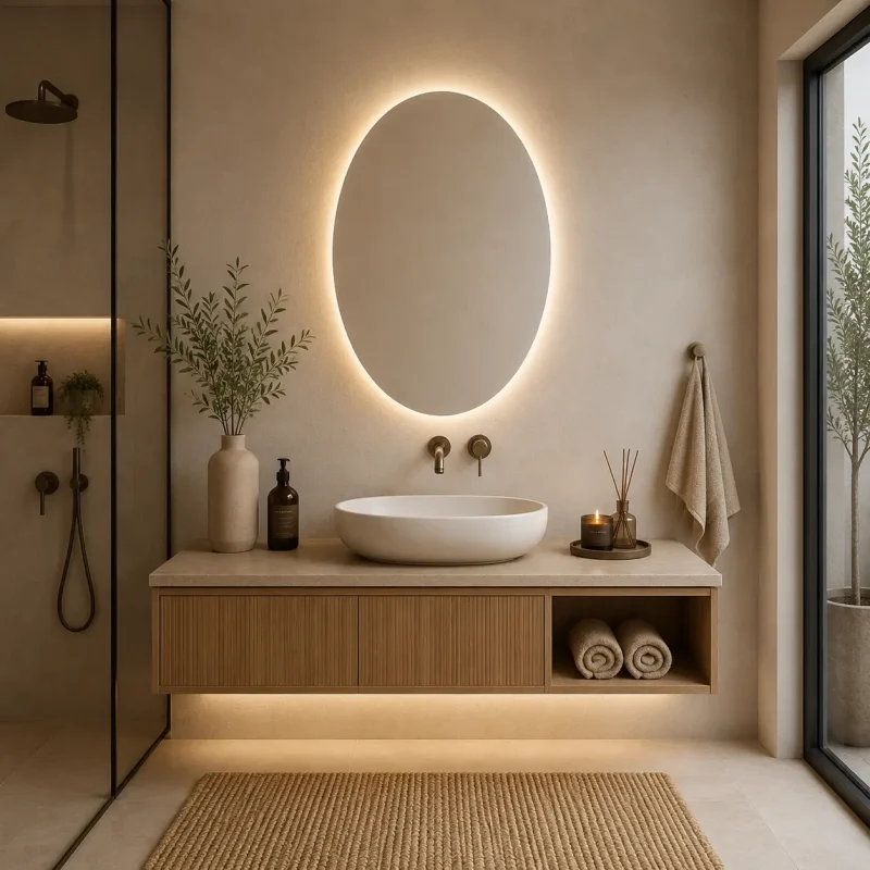 Espelho Aura led com touch, c/desembaciador, luz retroiluminado