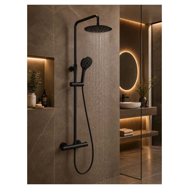 Coluna de Duche UP! URBAN Preto Mate Termostática extensível